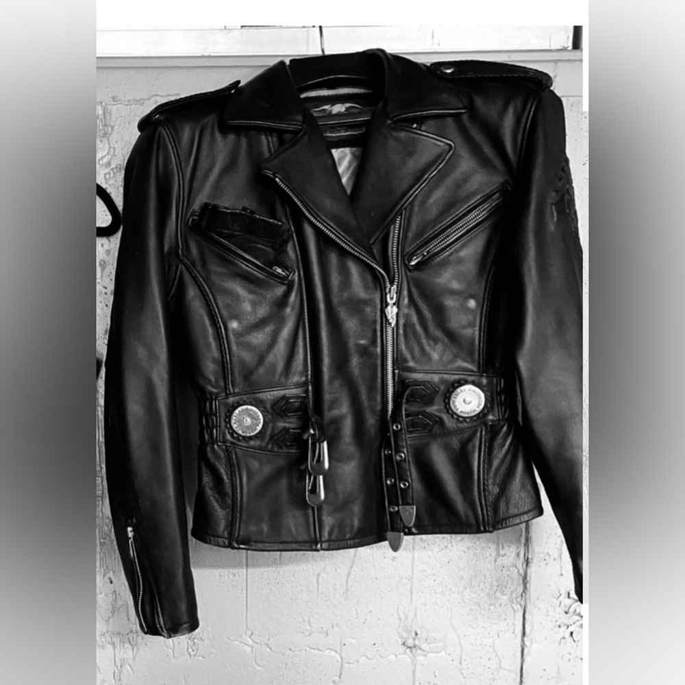 Genuine women’s heavy Harley Davidson leather jacket with silk lining